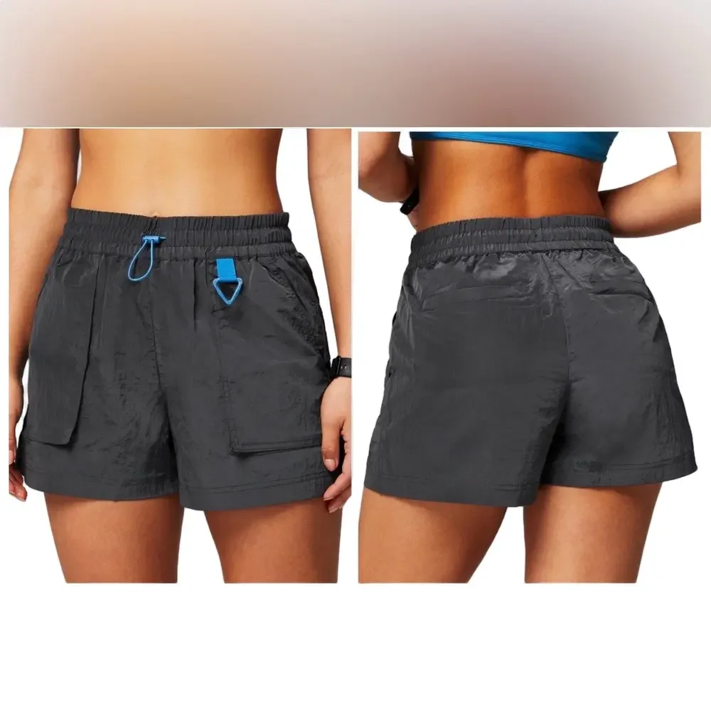 🚂Fabletics Heights shimmer Cargo Athletic Shorts onyx /Riptide size XL GUC…